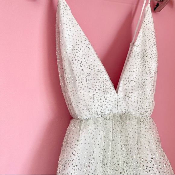 White and Silver Sparkly Princess Gown - Picture 3 of 6